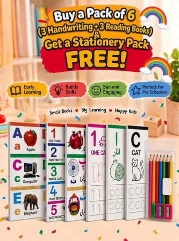 Buy 6 Pack Early Learning Books, Get Free Stationery Pack!